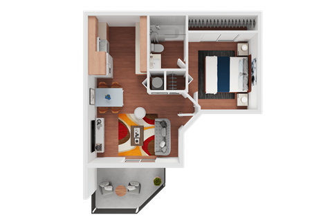 Floor plan for 1 bed, 1 bath, 471 sqft